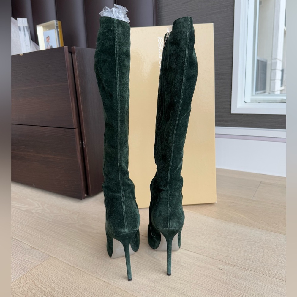 Gianvito Rossi Knee High Green Suede Boots Sz 8.5 - Picture 6 of 9